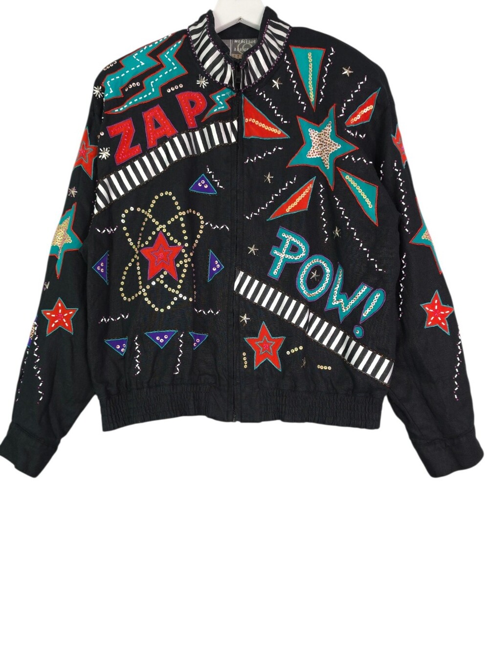 Vtg 80s Mercedes & Adrienne Pop Art Comic Book Bomber Jacket | ZAP! POW!